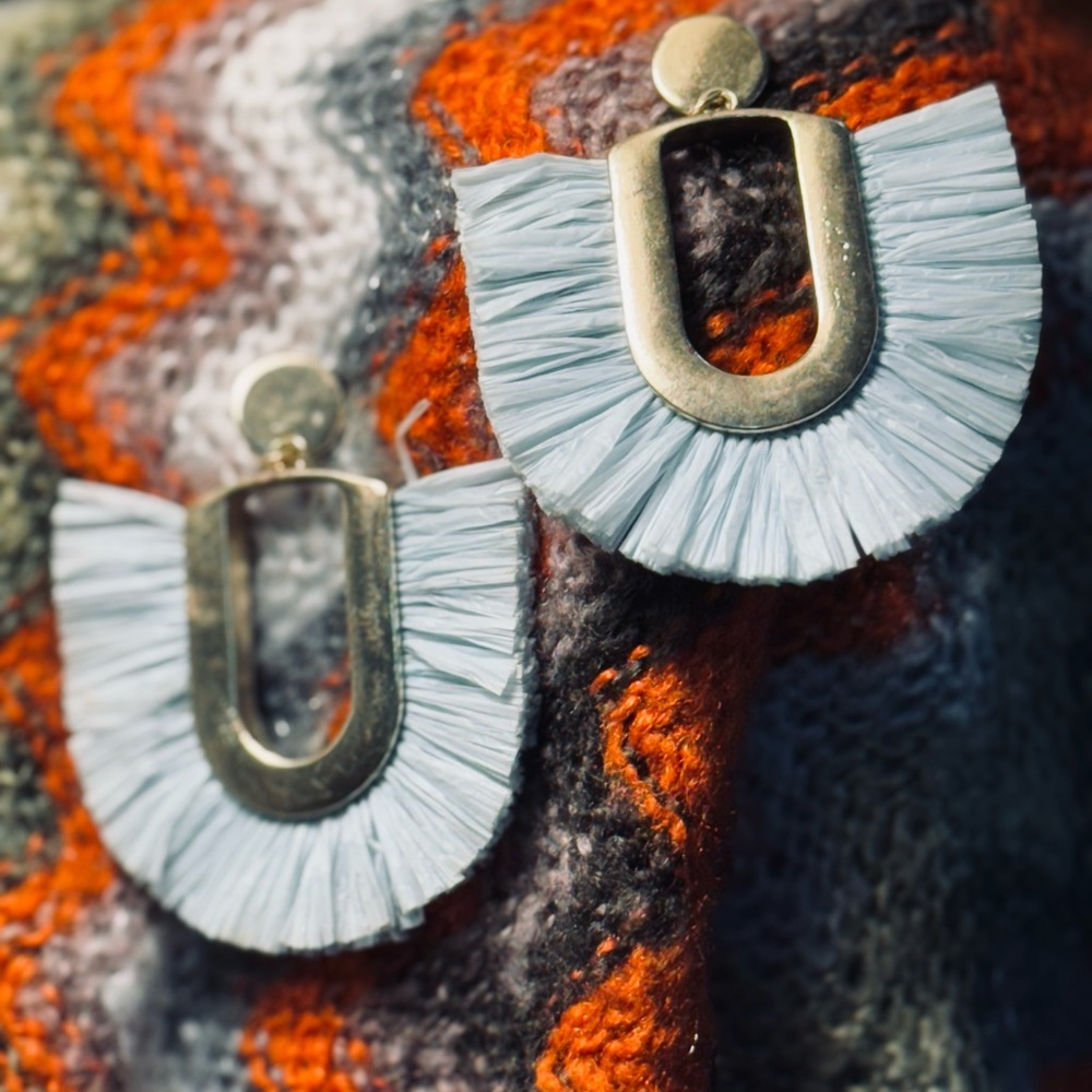 Elegant Gold and Light Blue Statement Earrings
